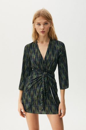 Short Dress With Knotted Skirt - xs