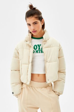 Short Nylon-Effect Puffer Jacket - xs