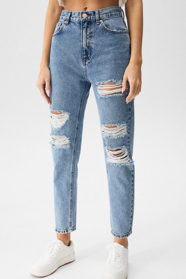 Ripped Mom Jeans - Contains Recycled Cotton - Image 4